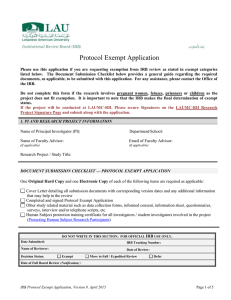 Protocol Exempt Application - LAU