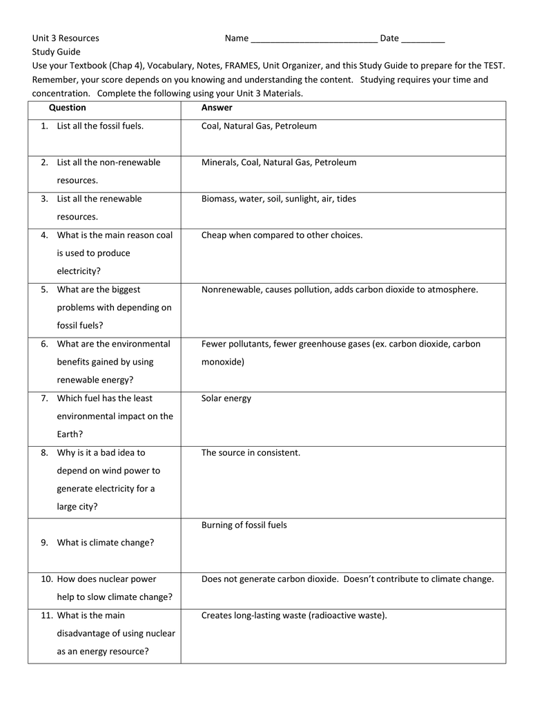  17 2 Fossil Fuels Answer Key Cyberiondesigns