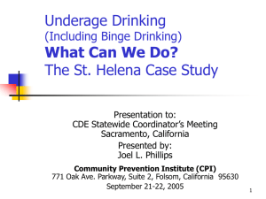 Underage Drinking (Including Binge Drinking) What can we do? The