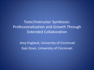 Tutor/Instructor Symbiosis: Professionalization and Growth Through