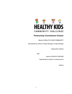 Healthy Kids Community Challenge Partnership Commitment Charter