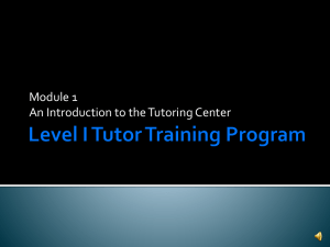 Tutor Training Program