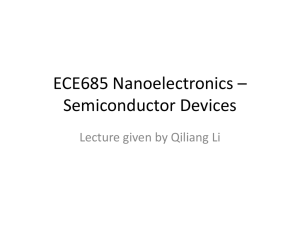 ECE685 Nanoelectronics * Semiconductor Devices