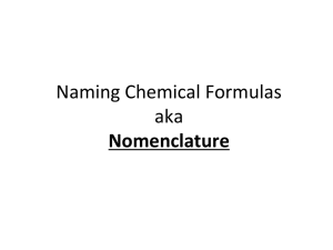 Naming Chemical Formulas aka Nomenclature