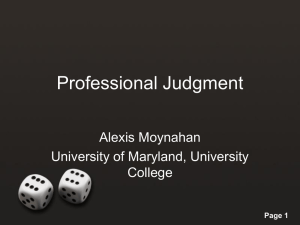 Professional Judgment - DE-DC-MD