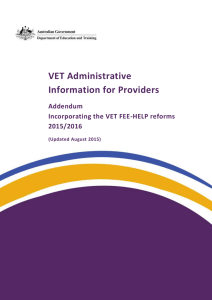 VET Administrative Information for Providers