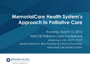 MemorialCare Health System's Approach to Palliative Care