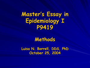 Master's Essay in Epidemiology II P9420