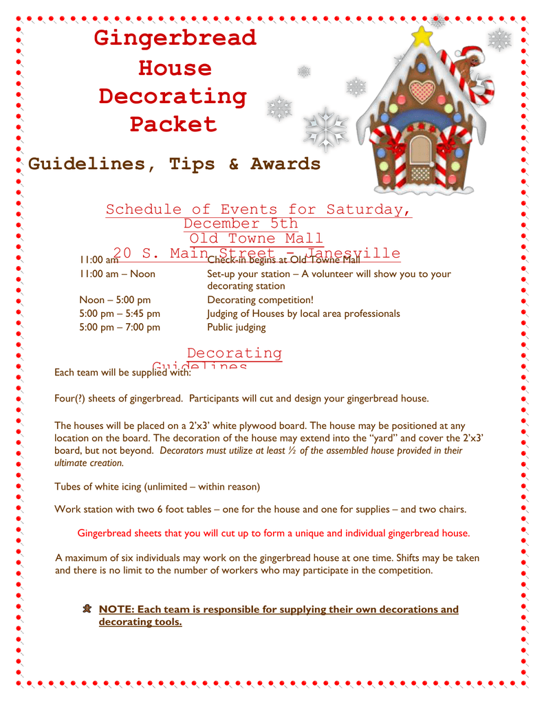 Gingerbread House Decorating Packet Guidelines Tips Awards