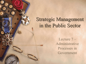 Lecture 7 - Strategic Management in the Public Sector.