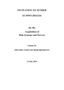 INVITATION TO TENDER ECMWF/2014/216 for the Acquisition of