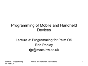 Lecture 3 - Conventions of Palm programming