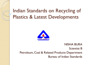 Indian Standards on Recycling of Plastics & Latest Developments