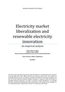 Electricity market liberalization and renewable electricity innovation