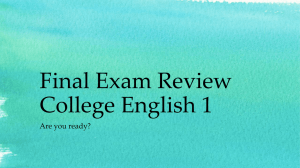 Final Exam Review presentation – Fall 2015