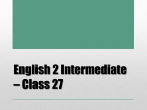 English 1 Advanced * Class 3