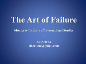 Failure: Understanding it, Embracing It and Understanding It*s Role