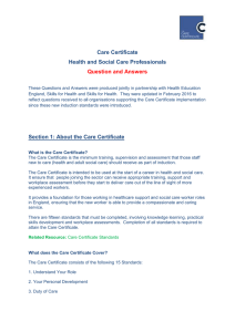 Care Certificate - Question and Answers for Health and Adult Social