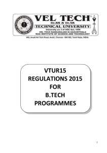 B.Tech VTUR15 - Vel Tech University