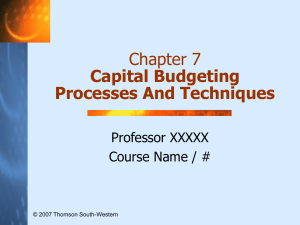 Capital Budgeting Processes And Techniques