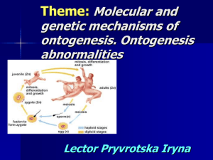 10. Molecular and genetic mechanisms of ontogenesis