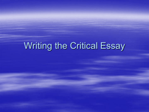 Writing the Critical Essay
