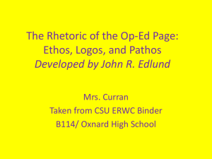 The Rhetoric of the Op-Ed Page: Ethos, Logos, and Pathos