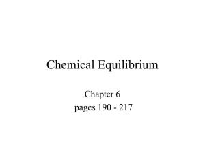 Chemical Equilibrium - Bellingham High School