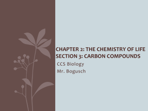 Chapter 2: The Chemistry of Life Section 3: Carbon Compounds