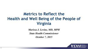 Metrics to Reflect the Health and Well Being of the People of Virginia