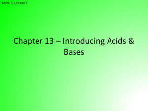 Chapter 13 – Introducing Acids & Bases