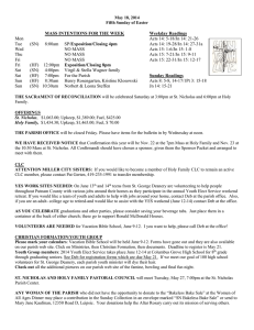 May 18, 2014 Fifth Sunday of Easter MASS INTENTIONS FOR THE