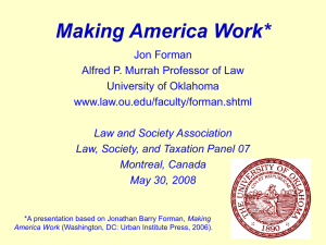 Making America Work - The University of Oklahoma