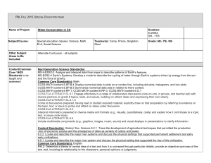 PBL Fall 2015, Special Education team Name of Project: Water