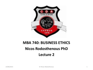 Perspectives on business ethics and values