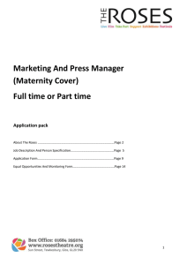 Marketing And Press Manager (Maternity Cover)
