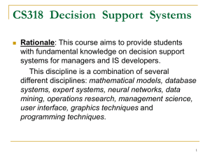 CS318 Decision Support Systems