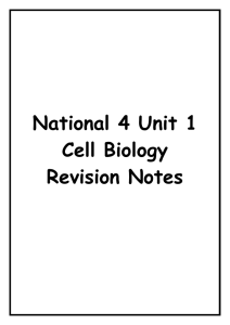 Unit 1 – Cell Biology