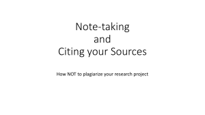 Note-taking and Citing your Sources