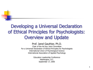 Developing a Universal Declaration of Ethical Principles for