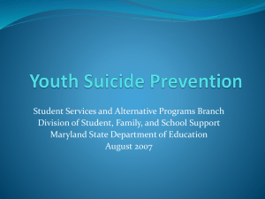 Youth Suicide Prevention - Maryland State Department of Education
