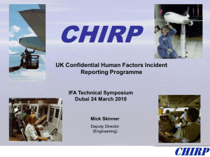 Confidential Reporting Systems and Analysis – Mick Skinner, CHIRP