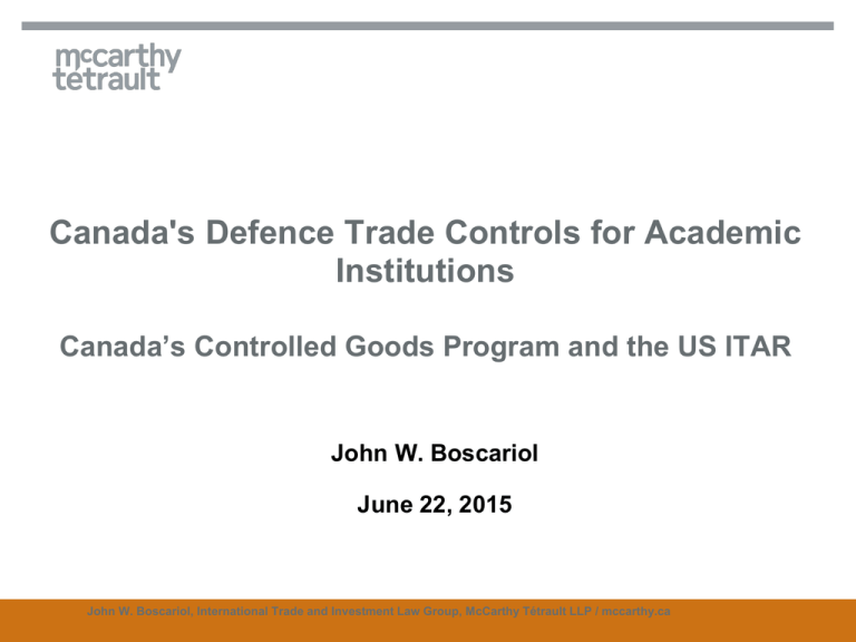 How Does Canada s Controlled Goods Program