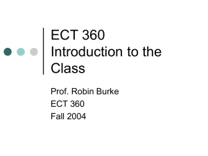 ECT 360 Introduction to the Class