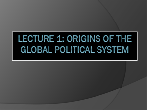 Key Points I: Origins and Definitions of International Society