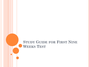 Study Guide for First Nine Weeks Test