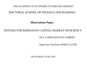 Testing For Romanian Capital Market Efficiency