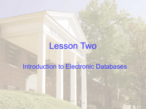 Lesson 2 - Introduction to Electronic Databases