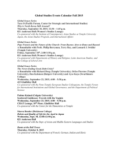 Global Studies Events Calendar Fall 2015