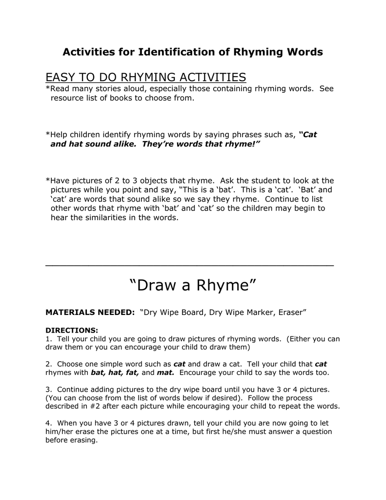 2 Identification Of Rhyme Activities